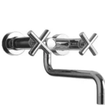 Elegant Italian Made 100% High Quality Brass Single Hole Wall-mounted Dual Handle Bathroom Kitchen Basin Mixers Modern Design