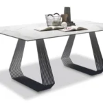 Premium Quality Foldable Dining Table Top White Top Black Base Contemporary Design 100% Made Italy Stainless Steel for Kitchen