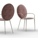 Contemporary and Elegant Indoor Metallic Armchair Upholstered Chair Models 100% Made in Italy for Retail and Export