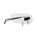 Italian Single-Hole Wall-Mounted Faucet Brushed Finish Single Handle White Lever-Modern Stainless Steel Design Basin Faucet