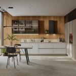 The Stosa Sveva 01 kitchen focuses on the balance between volumes and nature-inspired materials.