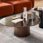 The Mushroom coffee table by Calligaris is a piece of furniture characterized by organic shapes and a refined mix of materials.